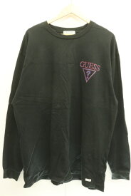 【中古】 GUESS メンズロンT XL ロンT GUESS JEANS XL 黒 ブラック プリント