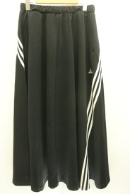 【中古】 adidas レディーススカート L WFIジャージーロングスカート adidas L 黒 ブラック ロゴ