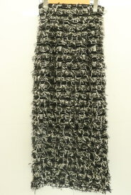 【中古】 SNIDEL レディースロングスカート 0 シャーリングチュールタイトスカート SNIDEL 0 黒 ブラック 白 ホワイト 総柄