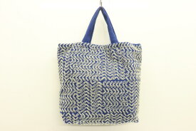 【中古】 Khadi and Co レディースハンドバッグ -- ハンドステッチトートバッグ Khadi and Co -- 白 ホワイト 青 ブルー