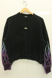 【中古】 MYne メンズスウェット S FIRE SWEAT PULLOVER MYne S 黒 ブラック プリント