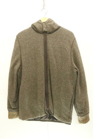 【中古】 HUGO BOSS メンズジャケット XL フード ジャケット HUGO BOSS XL 茶 ブラウン ツイード