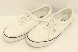 【中古】 VANS メンズスニーカー 25.5cm AUTHENTIC スニーカー VANS 25.5cm 白 ホワイト 無地