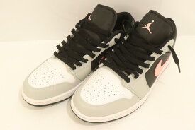 【中古】 NIKE メンズスニーカー 27.5cm AIR JORDAN 1 LOW NIKE 27.5cm 白 ホワイト グレー 灰 ロゴ