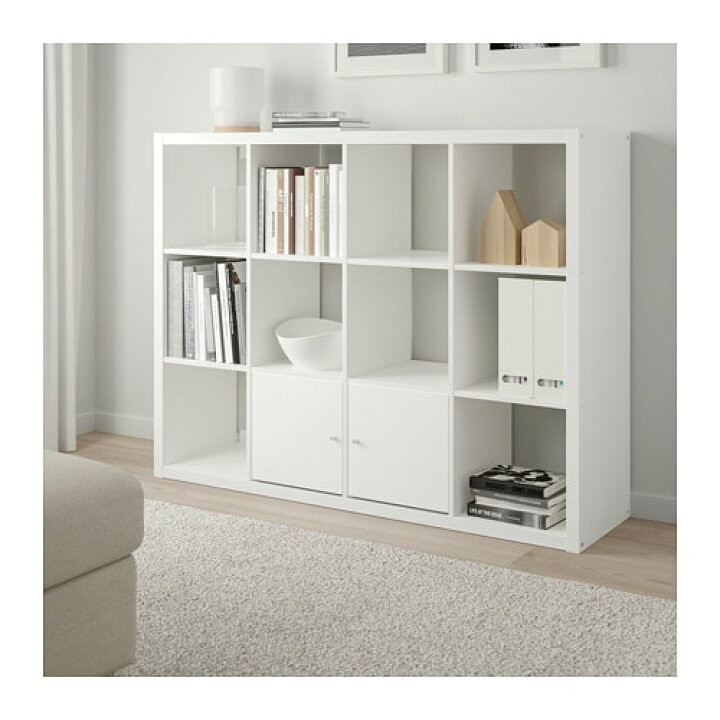 IKEA イケア KALLAX カラックス シェルフユニット ホワイト ホワイトステインオーク調 下部フレーム付き, 書棚 本棚 最安価格 書棚