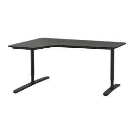 [IKEA/イケア/通販]BEKANT ベカント コーナーデスク 左, ブラックステインアッシュ材突き板/ブラック[LJ](a)(99282802)