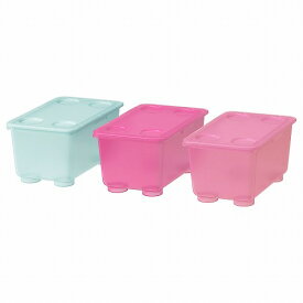 [IKEA/イケア/通販]GLIS グリース ふた付きボックス, ピンク/ターコイズ[A](c)(00466150)