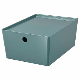 [IKEA/イケア/通販]KUGGIS クッギス 収納ボックス ふた付き, ターコイズ[CB](c)(20476822)