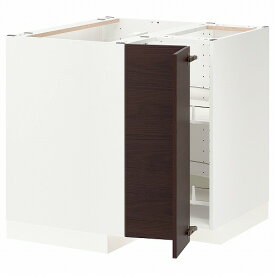 [IKEA/イケア/通販]METOD メトード コーナーベースキャビネット 回転式収納付き, ホワイト アスケルスンド/ダークブラウン アッシュ調[4](a)(09335428)