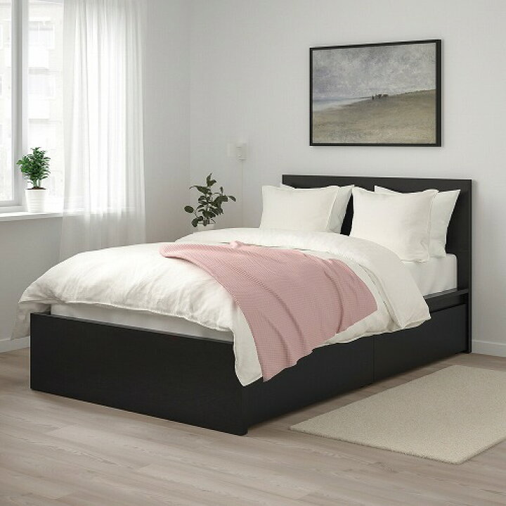 IKEA】 クイーンサイズベッド (収納付き) MALM マルム ベッドフレーム 