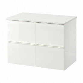 [IKEA/イケア/通販]GODMORGON グモロン / TOLKEN トルケン 洗面台（引き出し×4）, ハイグロス ホワイト/大理石調[3](a)(19295295)
