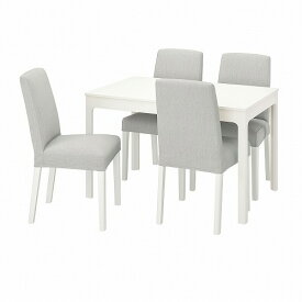 [IKEA/イケア/通販]EKEDALEN エーケダーレン / BERGMUND ベリムンド テーブル＆チェア4脚, ホワイト/オッルスタ ライトグレー/ホワイト[10](a)(19408216)