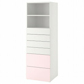 [IKEA/イケア/通販]SMASTAD スモースタード / PLATSA プラッツァ 本棚, ホワイト ペールピンク/引き出し6段付き[16](a)(29388072)