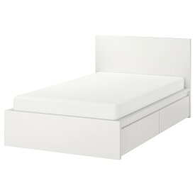 [IKEA/イケア/通販]MALM マルム ベッドフレーム 収納ボックス2個付き, ホワイト/ルーローイ[4](d)(39199269)