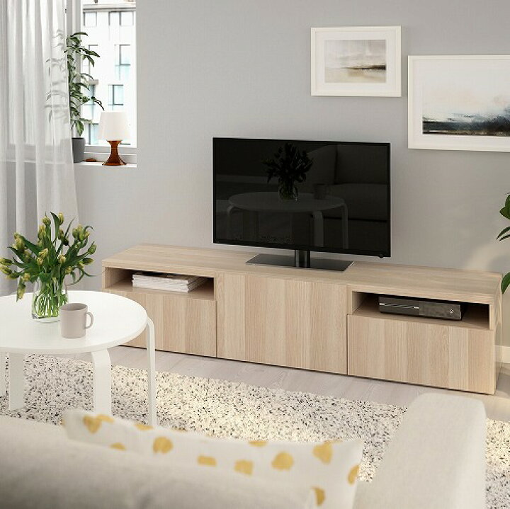 楽天市場 Ikea イケア 通販 Besta ベストー テレビ台 ラップヴィーケン ホワイトステインオーク調 13 Webyセレクション 楽天市場店