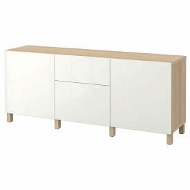 [IKEA/イケア/通販]BESTA ベストー 収納コンビネーション 引き出し付, ホワイトステインオーク調/セルスヴィーケン/ストゥッバルプ ハイグロス/ホワイト[14](a)(59187393)