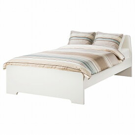 [IKEA/イケア/通販]ASKVOLL アスクヴォル ベッド ヘッドボード付き, ホワイト/ルーローイ[3](a)(59128558)