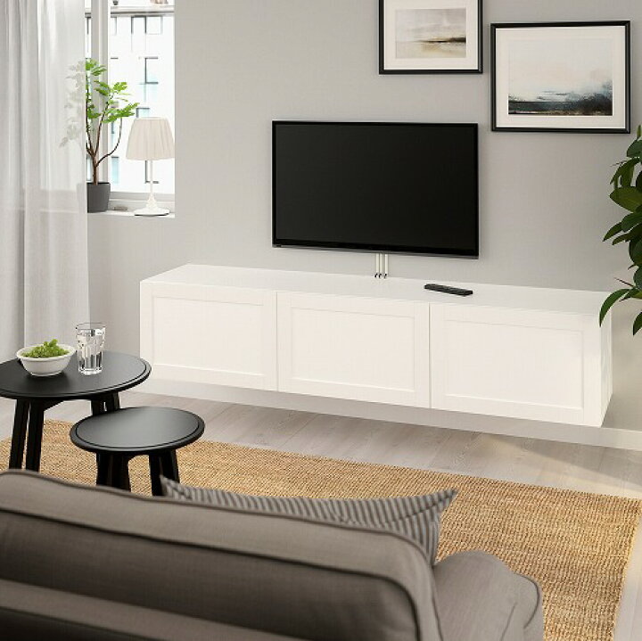 楽天市場 Ikea イケア 通販 Best Aring ベストー テレビ台 扉付き ホワイト ハンヴィーケン ホワイト 180x42x38 Cm 11 Webyセレクション 楽天市場店