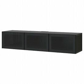 [IKEA/イケア/通販]BESTA ベストー テレビ台 扉付き, ブラックブラウン/グラスヴィーク スモークガラス[11](a)(69299192)
