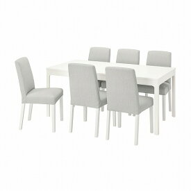 [IKEA/イケア/通販]EKEDALEN エーケダーレン / BERGMUND ベリムンド テーブル＆チェア6脚, ホワイト/オッルスタ ライトグレー/ホワイト[15](a)(69408233)