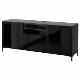 [IKEA/イケア/通販]BESTA ベストー テレビ台 引き出し付き, ブラックブラウン/セルスヴィーケン ハイグロス/ブラッククリアガラス[15](a)(99186438)