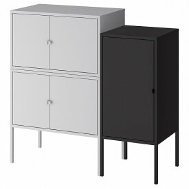 [IKEA/イケア/通販]LIXHULT リックスフルト キャビネットコンビネーション, グレー/チャコール[3](a)(89388366)