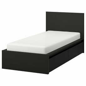 [IKEA/イケア/通販]MALM マルム ベッドフレーム 収納ボックス2個付き, ブラックブラウン[3](d)(99200302)
