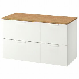[IKEA/イケア/通販]GODMORGON グモロン / TOLKEN トルケン 洗面台（引き出し×4）, ホワイト/竹[3](a)(99295343)