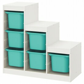 [IKEA/イケア/通販]TROFAST トロファスト 収納コンビネーション, ホワイト/ターコイズ【北欧デザインの見せるおもちゃ箱。子供部屋に最適なおしゃれ収納ラック】[7](d)(99329381)