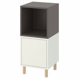 [IKEA/イケア/通販]EKET エーケト キャビネットコンビネーション 脚付き, ホワイト ダークグレー/木製[4](d)(99386079)