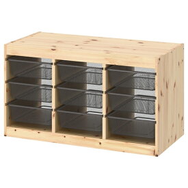 [IKEA/イケア/通販]TROFAST トロファスト 収納コンビネーション, ライトホワイトステインパイン/ダークグレー【北欧デザインの見せるおもちゃ箱。子供部屋に最適なおしゃれ収納ラック】[10](d)(29480834)