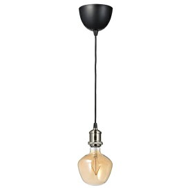 [IKEA/イケア/通販]JALLBY イェルビー / MOLNART モールナルト ペンダントランプ 電球付き, ニッケルメッキ/鐘形 ブラウンクリアガラス[AA](a)(49505517)