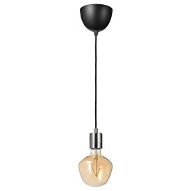 [IKEA/イケア/通販]SKAFTET スカフテート / MOLNART モールナルト ペンダントランプ 電球付き, ニッケルメッキ 鐘形/ブラウンクリアガラス[AA](a)(19505774)
