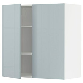[IKEA/イケア/通販]METOD メトード ウォールキャビネット 棚板/扉2枚付き, ホワイト/カッラルプ ライトグレーブルー[6](a)(89479564)