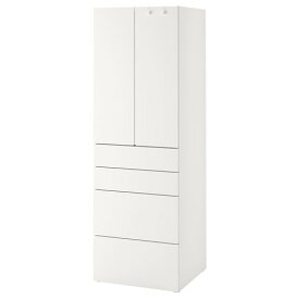 [IKEA/イケア/通販]SMASTAD スモースタード / PLATSA プラッツァ ワードローブ, ホワイト ホワイト/引き出し4段付き[17](a)(79426364)