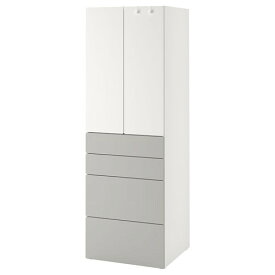 [IKEA/イケア/通販]SMASTAD スモースタード / PLATSA プラッツァ ワードローブ, ホワイト グレー/引き出し4段付き[17](a)(89426373)