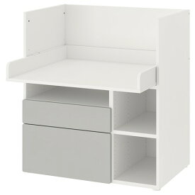 [IKEA/イケア/通販]SMASTAD スモースタード デスク, ホワイト グレー/引き出し2段付き[7](a)(99392259)