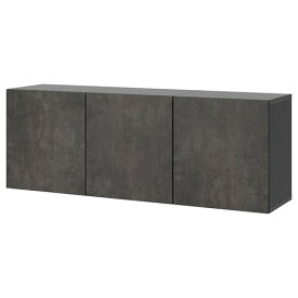 [IKEA/イケア/通販]BESTA ベストー 壁取り付け式キャビネットコンビネーション, ブラックブラウン/カルヴィーケン コンクリート調[15](a)(59412457)