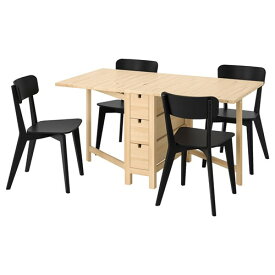 [IKEA/イケア/通販]NORDEN ノールデン / LISABO リーサボー テーブル＆チェア4脚, バーチ/ブラック[6](a)(59385543)