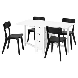 [IKEA/イケア/通販]NORDEN ノールデン / LISABO リーサボー テーブル＆チェア4脚, ホワイト/ブラック[6](a)(19385540)