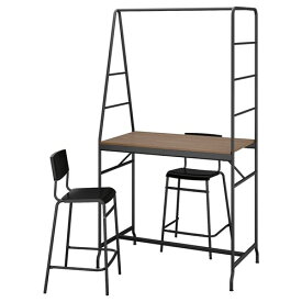 [IKEA/イケア/通販]HAVERUD ホーヴェルード / STIG スティグ テーブル＆スツール2脚, ブラック/ブラック[3](a)(29428935)