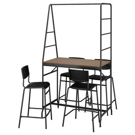 [IKEA/イケア/通販]HAVERUD ホーヴェルード / STIG スティグ テーブル＆スツール4個, ブラック/ブラック[5](a)(69428924)