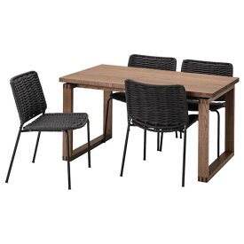 [IKEA/イケア/通販]MORBYLANGA モールビロンガ / TEGELON テーゲローン テーブル＆チェア4脚, オーク材突き板/ダークグレー ブラック[7](a)(39477421)
