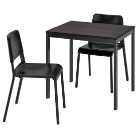 [IKEA/イケア/通販]VANGSTA ヴァングスタ / TEODORES テオドレス テーブル＆チェア2脚, ブラック ダークブラウン/ブラック[4](a)(69494297)