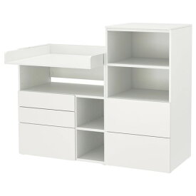 [IKEA/イケア/通販]SMASTAD スモースタード / PLATSA プラッツァ おむつ替え台, ホワイト ホワイト/本棚付き[17](a)(79483910)