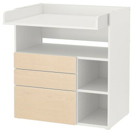 [IKEA/イケア/通販]SMASTAD スモースタード おむつ替え台, ホワイト バーチ/引き出し3段付き[8](a)(79392241)