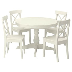[IKEA/イケア/通販]INGATORP インガートルプ / INGOLF インゴルフ テーブル＆チェア4脚, ホワイト/ホワイト[7](a)(79400665)