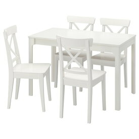 [IKEA/イケア/通販]EKEDALEN エーケダーレン / INGOLF インゴルフ テーブル＆チェア4脚, ホワイト/ホワイト[6](a)(49482969)