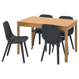 [IKEA/イケア/通販]EKEDALEN エーケダーレン / ODGER オドゲル テーブル＆チェア4脚, オーク/チャコール[6](a)(49483025)