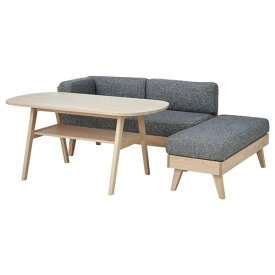 [IKEA/イケア/通販]HALVDAN ハルヴダン ダイニングセット ソファ/ベンチ付き, グレー/ブラック/バーチ[5](a)(69440450)